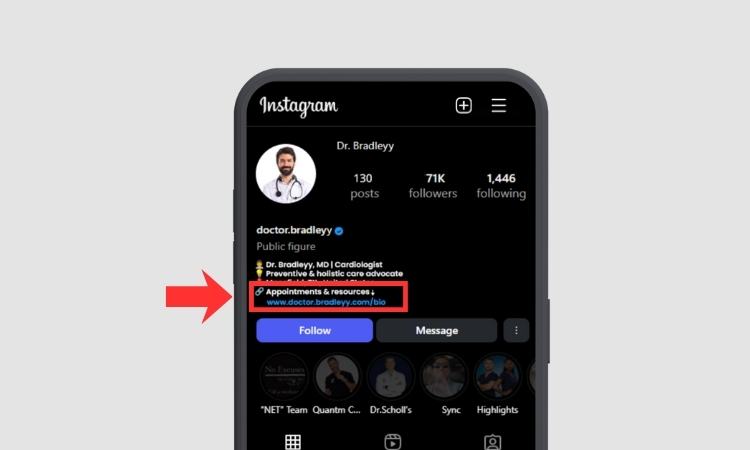 Adding a Professional Link in Bio
